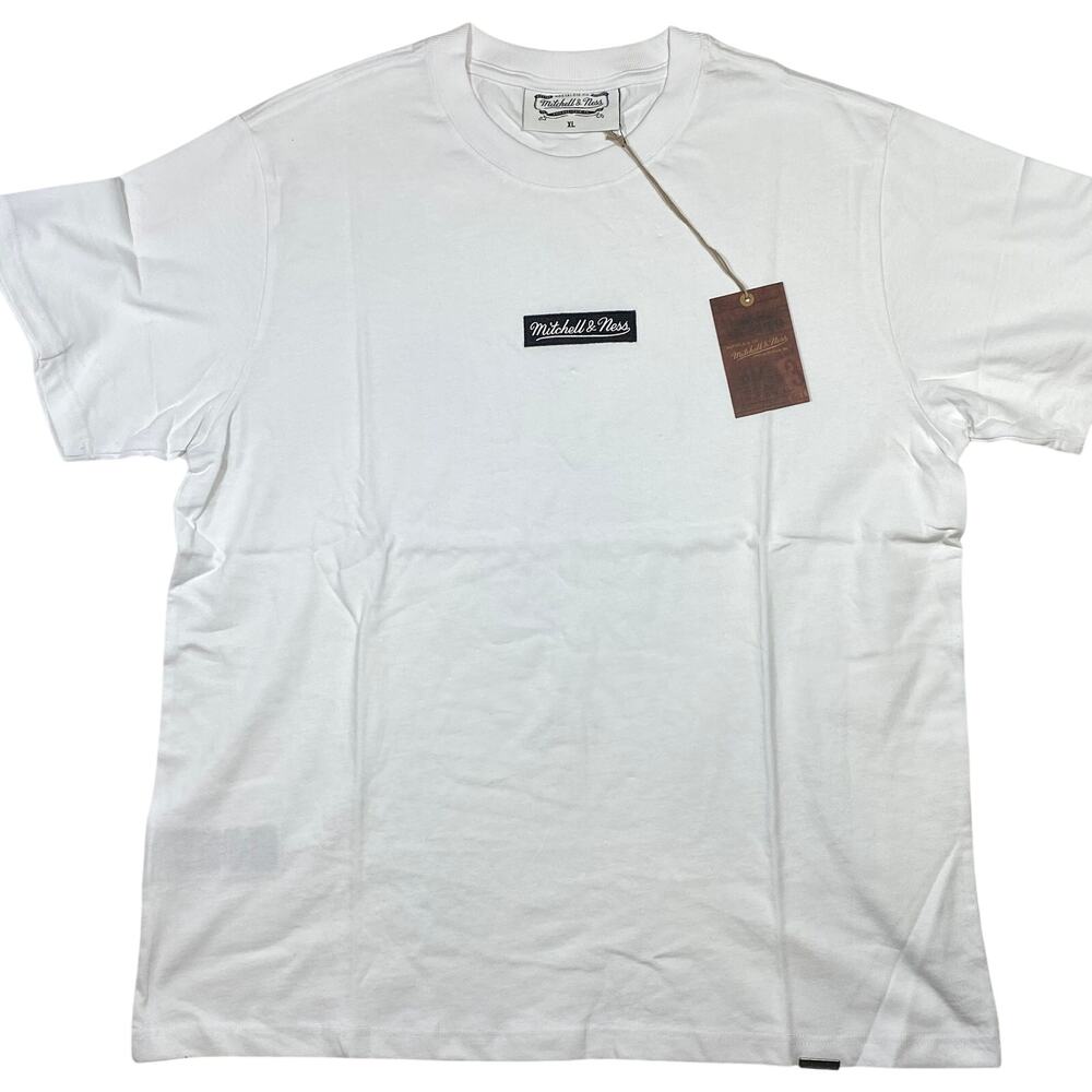 Mitchell & Ness Box Logo Tee Oversized T-Shirt X-Large White New